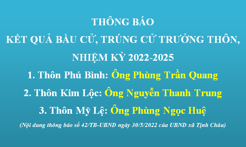 Công bố kết quả bầu cử, trúng cử trưởng thôn, nhiệm kỳ 2022-2025 trên địa bàn xã Tịnh Châu