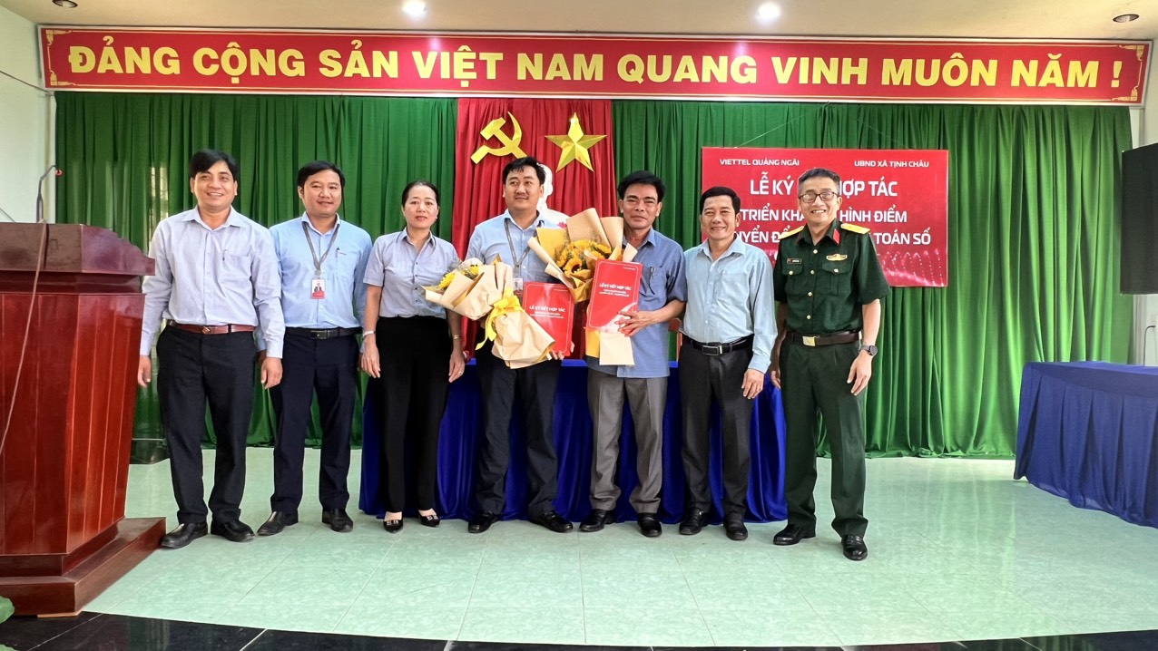 UBND xã Tịnh Châu - Viettel Quảng Ngãi: ký kết hợp tác triển khai mô hình chuyển đổi số, thanh toán số